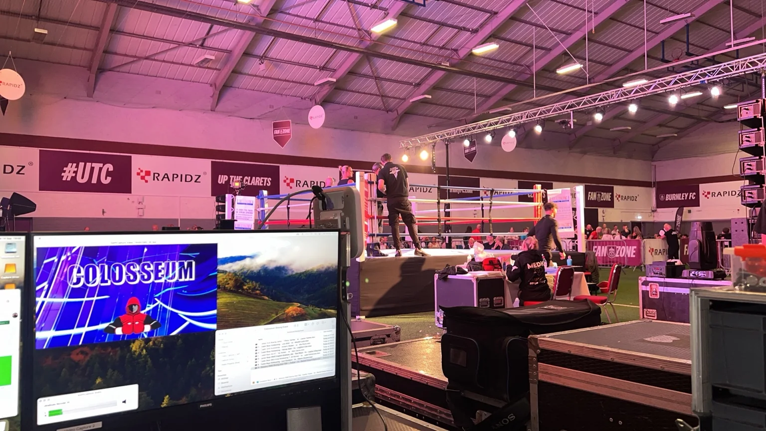 Boxing event production at Burnley Football Club