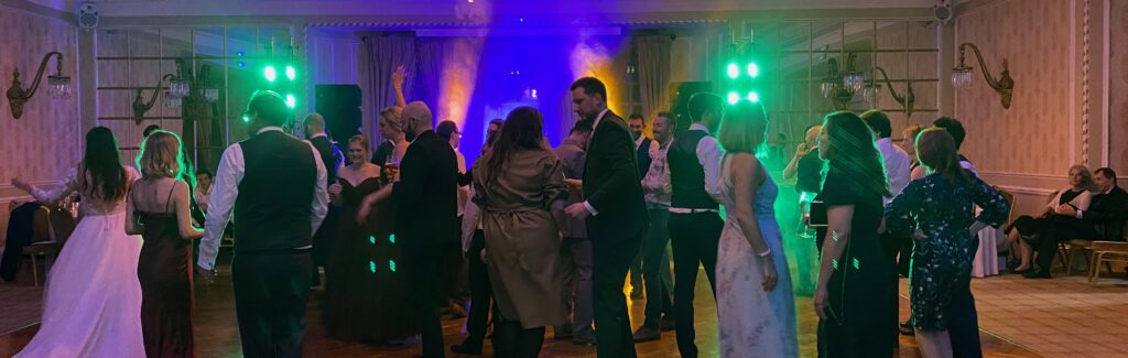 UKSS Live Photo Gallery - moving head fixtures in action at a wedding celebration in Manchester City Centre